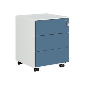 Mobiele archiefkast met 3 laden, Wit + Blauw