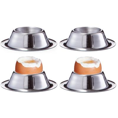 Zeller Eierdopjes - 4x - RVS - 5 cm - Ontbijten en Pasen - Eierdoppen - zilver