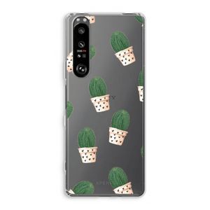 Cactusprint roze: Sony Xperia 1 III Transparant Hoesje