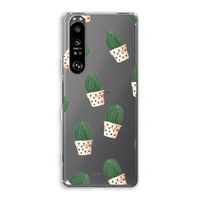 Cactusprint roze: Sony Xperia 1 III Transparant Hoesje