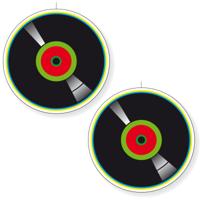 2x stuks seventies/eighties muziek decoratie- disco thema - lp/vinylplaat - d28 cm - karton