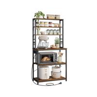 Keukenrek met stopcontacten voor magnetron en apparaten, Vintage Bruin + Zwart / 80B cm