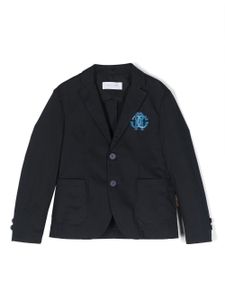 Roberto Cavalli Junior blazer boutonné à logo brodé - Bleu