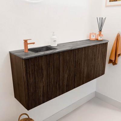 Toiletmeubel Mondiaz Joya Dlux | 111.6 cm | Meubelkleur Walnut | Faye wastafel Sombra Wasbak Links | 1 kraangat