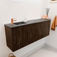 Toiletmeubel Mondiaz Joya Dlux | 111.6 cm | Meubelkleur Walnut | Faye wastafel Sombra Wasbak Links | 1 kraangat