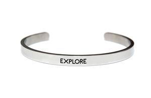 Key Moments 8KM-BM0004 Bangle met tekst explore one-size zilverkleurig