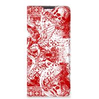 Mobiel BookCase Motorola Edge 30 Pro Angel Skull Rood