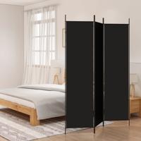 Kamerscherm met 3 panelen 150x200 cm stof zwart - thumbnail