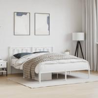 Bedframe met hoofdbord metaal wit 150x200 cm