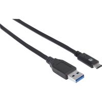 Manhattan USB-kabel USB 3.2 Gen1 (USB 3.0 / USB 3.1 Gen1) USB-A stekker, USB-C stekker 1.00 m Zwart UL gecertificeerd 353373