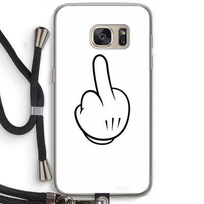 Middle finger white: Samsung Galaxy S7 Transparant Hoesje met koord