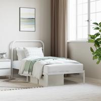 Bedframe met hoofdbord metaal wit 100x190 cm - thumbnail