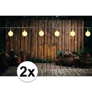 2x Buiten feestverlichting lichtsnoeren warm wit 10 meter