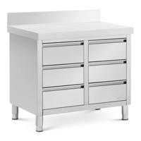 RVS keukenkast met lades - 100 x 60 cm - 72 kg - 6 lades - met achteropstand - Royal Catering RVS keukenkast met lades - 100 x 60 cm - 72 kg - 6 lades - met achteropstand - Royal Catering