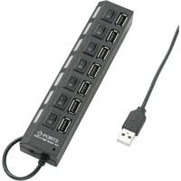 Renkforce USB 2.0-hub 7 poorten Individueel schakelbaar, Met status-LEDs Zwart - thumbnail