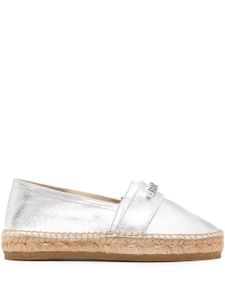 Moschino espadrilles en cuir à plaque logo - Argent