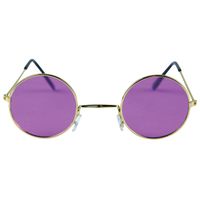 Paarse hippie flower power zonnebril met ronde glazen   -