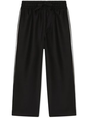Dolce & Gabbana Kids bas de pyjama en soie à logo brodé - Noir
