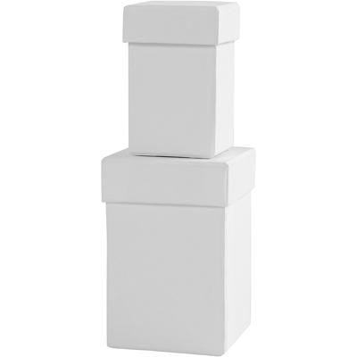 Creativ Company Vierkante dozen, h: 7+9 cm, afm 4,5+6 cm, wit, 2 stuk/ 1 set