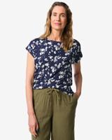 HEMA Dames T-shirt Amelie jersey bloemen donkerblauw (donkerblauw)