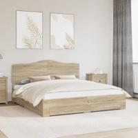 Bedframe met hoofdeinde Sonoma Eiken 200 x 200 cm Bewerkt hout