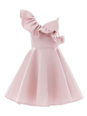 Tulleen robe volantée à une épaule - Rose