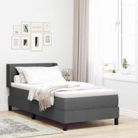 Boxspringbed met Matras, Donkergrijs, 100 x 200 cm, Stof