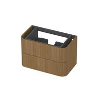 INK - Afgeronde Onderkast Fineer 2 Laden Softclose Tbv Grepen - 800x450x520 Mm - Light Veneer