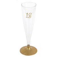 Verjaardag feest champagneglazen - leeftijd - 6x - 18 jaar - goud - kunststof