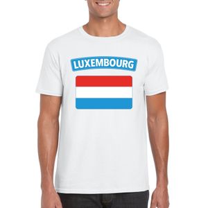 T-shirt met Luxemburgse vlag wit heren