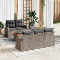 Tuinbankenset met kussen 6 pcs Grijs poly rattan