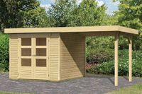 Woodfeeling | Tuinhuis Askola 3,5 met Overkapping 2,8, Zij- en Achterwand | Terragrijs