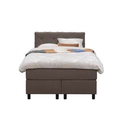 Boxspring Liv geruit - donkerbruin - 120x200 cm - ronde poot - Leen Bakker