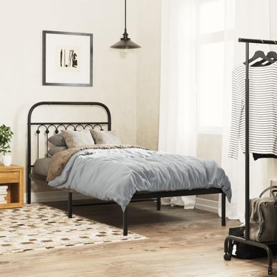 Bedframe met hoofdbord metaal zwart 90x190 cm