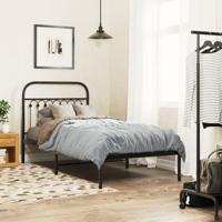 Bedframe met hoofdbord metaal zwart 90x190 cm