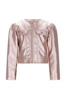 Le Chic winter nep leren jas meisjes - roze - Amour - metallic