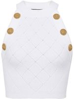 Balmain haut 6-Button crop en maille - Blanc - thumbnail