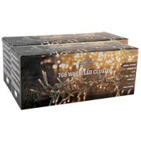 Clusterverlichting - 2x - 768 led lampjes -warm wit - 450 cm transparant snoer - kerstverlichting