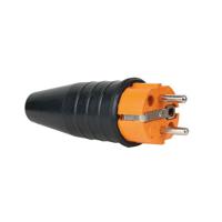 Showtec rubber schuko connector male 230V/240V oranje - thumbnail