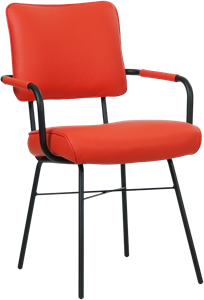 Felrode leren industriële design eetkamerstoel Solid - Hermes Leer Lipstick (felrood leer)