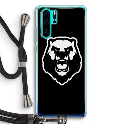Angry Bear (black): Huawei P30 Pro Transparant Hoesje met koord