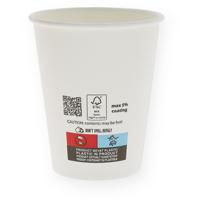 Beker uit karton, 237 ml, diameter 80 mmn wit, doos van 1000 stuks