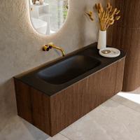 Badmeubel Mondiaz Kurve | 115 cm | Meubelkleur Walnut | Wastafelkleur Urban | Links spoelbak | Zonder kraangaten