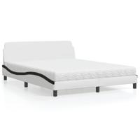 Bed met matras "Dover" kunstleer wit en zwart 160x200 cm