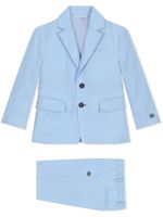 Dolce & Gabbana Kids costume en lin à veste à simple boutonnage - Bleu