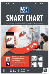 Oxford Smart Chart flipcharblok, ft 65 x 98 cm, pak met 20 vel, blanco