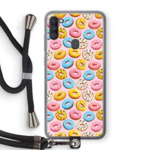 Pink donuts: Samsung Galaxy A11 Transparant Hoesje met koord