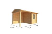 Blokhut met overkapping Fenna 450 cm bij 250 cm diep Zadeldak - Warentuin collection