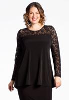 Yoek Tuniek flare met kant | Zwart | Maat 54/56