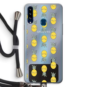Ananas: Samsung Galaxy A20s Transparant Hoesje met koord